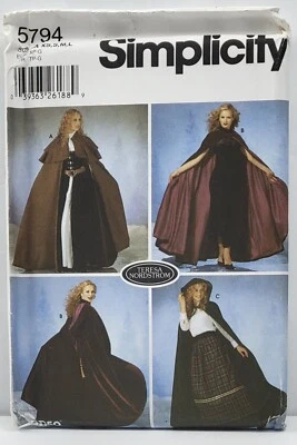 Simplicity #5794 Historical Misses Hooded Cape Sewing Pattern Sz XS-L UNCUT - Image 1 of 4