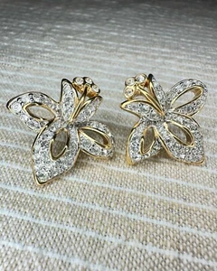 VINTAGE OHRRINGE KRISTALL CALLA ODER LILIE BLUME AUTHENTISCH SWAROVSKI - Bild 1 von 8