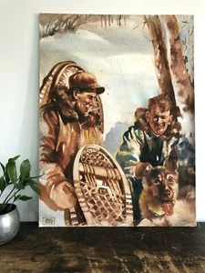Vintage 50s ORIGINAL Painting HARRY RICHARD BLACK Advertising MR CLEAN Hunt Dog - Imagen 1 de 7