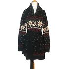 Ralph Lauren schwarz Label Cardigan Pullover Größe M Fair Isle Schneeflocke Weihnachten