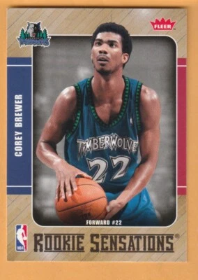 Corey Brewer Minnesota Timberwolves 2007-08 Fleer Rookie Sensations #RS7 Foto 1 de 2