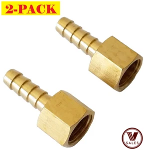 2-PACK!! BRAND NEW!!3V 104-0404C Brass Straight Fitting 1/4"Barbx1/4" FEMALE NPT - Picture 1 of 3
