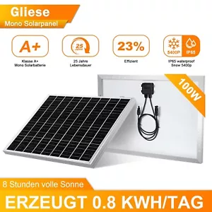 100W Solarmodul Solarpanel PV Solarzelle Monokristallin Photovoltaik Wohnmobil - Bild 1 von 13