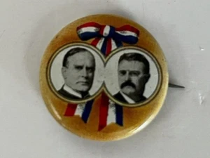 Vintage 1972 Reproduction of McKinley-Roosevelt 1900 Campaign Pinback Button - Picture 1 of 3
