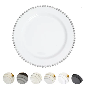 10 Round 10" Plastic Salad Dinner Plates Beaded Rim Party Tableware Supplies - Picture 1 of 82