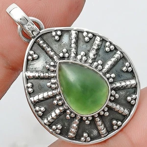 Natural Nephrite Jade - Canada 925 Sterling Silver Pendant Jewelry P-1465 - Picture 1 of 5