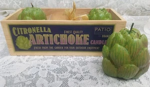 Fancy Artichoke Citronella Candles Decorative 3 Pack Vintage - Picture 1 of 3