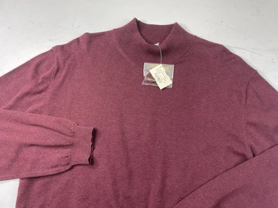 NWT Peruvian Connection Mock Neck Sweater Pima Cotton Mens Large Pullover Berry - Image 1 of 4