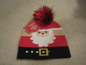 Holiday Time Santa Face Beanie hat pom pom new with tags - Picture 1 of 4