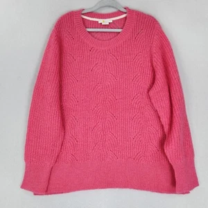 Boden Sweater Womens XL Pink Hadley Pointelle Jumper Wool Mohair Blend Pullover - Picture 1 of 11