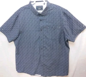 7 Diamond Shirt Men's Black Geometric Button Up Short Sleeve 4 Way Stretch - Picture 1 of 18