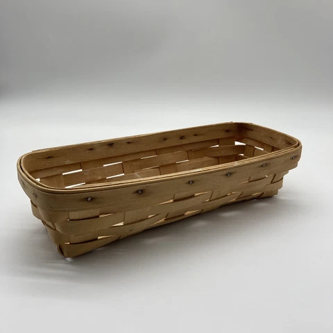 LONGABERGER Bread Cracker Serving Rectangle Basket Signed And Dated 1994 Cover