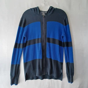 Armani Exchange Sweater Mens Medium Navy Blue Full Zip Hoodie Cotton Sweater - Picture 1 of 16