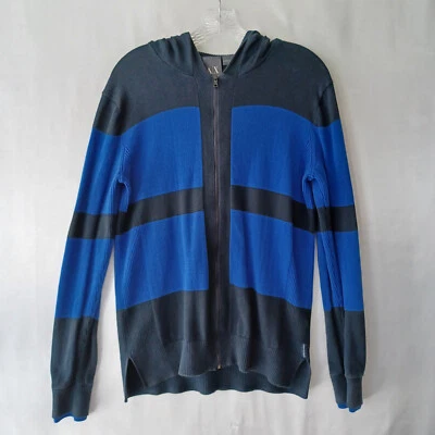 Armani Exchange Sweater Mens Medium Navy Blue Full Zip Hoodie Cotton Sweater - Image 1 of 4