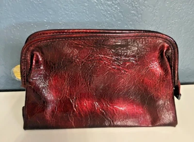 BOLSO DE MAQUILLAJE COSMÉTICO ESTEE LAUDER BURDEOS TIPO CUERO ~ NUEVO Foto 1 de 4