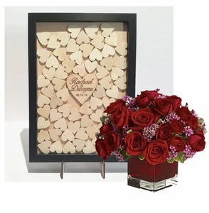 Personalised 70 hearts Shabby drop box alternative guestbook wedding engagement  - Picture 1 of 6