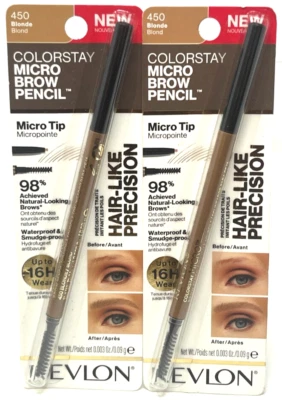 (2) Revlon Colorstay Micro Brow Pencil 0.003 oz Each Sealed 450 - Blonde - Image 1 of 3