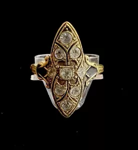 Antiker schöner BÖHMISCHER ART DECO DESIGN 18k Gold Galvanoplatte Ring -3 Größen - Bild 1 von 7