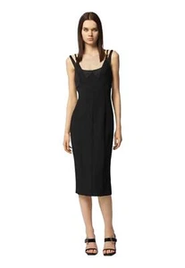 NWT VERSACE JEANS COUTURE BLACK MIDI DRESS WITH BAROQUE BUCKLE 76HAO919 N0103 - Picture 1 of 4