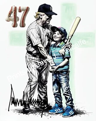 Bola de beisebol Donald Trump estampa 8x10. - Imagem 1 de 4