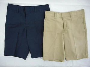 Girls Dickies Navy Or Khaki Flat Front Uniform Shorts Sizes 4 - 20 - Picture 1 of 9