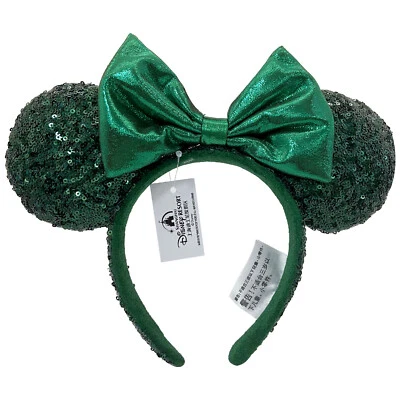 Faixa de cabeça orelhas edição orelhas Minnie Mouse lantejoulas verde esmeralda parques da Disney - Imagem 1 de 4