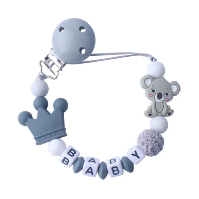 Dummy Clips Silicone Pacifier Holder Soother Chain Baby Shower Gifts - Image 1 of 4
