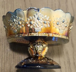 Antike Fenton Kobaltblau Karneval Glas Orangenbaum Muster Sherbet Schüssel 4,5" - Bild 1 von 9