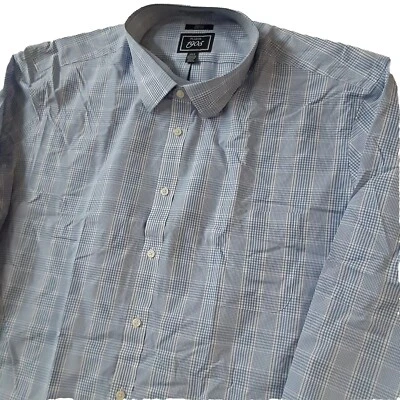 Jos A Bank 1905 Men’s Shirt 4XLT Long Sleeve Blue Plaid Slim Stretch New - Image 1 of 4