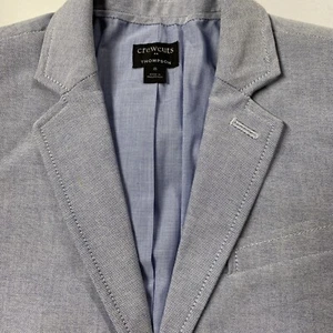 Crewcuts Thompson Boys 2 Button Blazer Blue oxford cloth Sport Coat Jacket Sz 8 - Picture 1 of 4