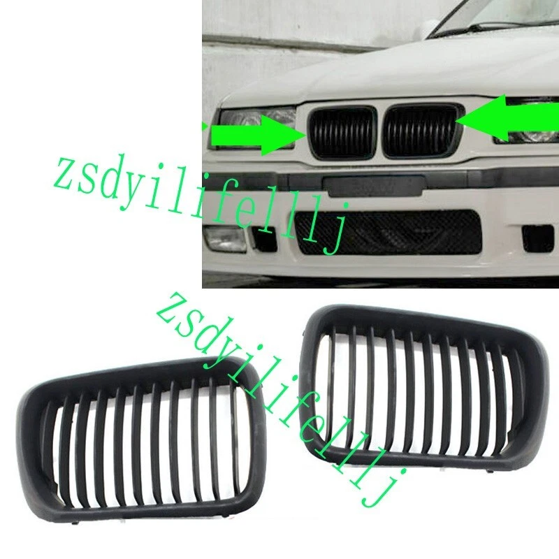 2x Capa preta fosca grade dianteira para BMW E36 318i 320i 328i 325i 330 M3 1992-98 - Imagem 1 de 1