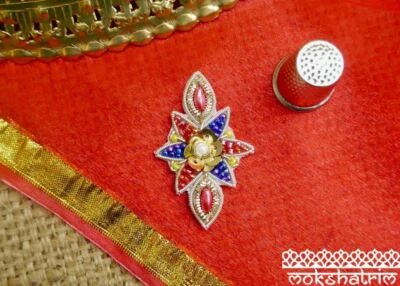 Ethnic Indian Asian Motif Beaded Goldwork Zardozi Coilwork Applique Patch MA760 - Image 1 of 4