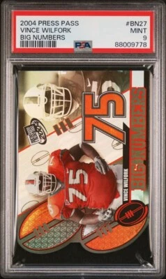 VINCE WILFORK 2004 Press Pass BIG NUMBERS Die-Cut Rookie RC PSA 9 - Image 1 of 3