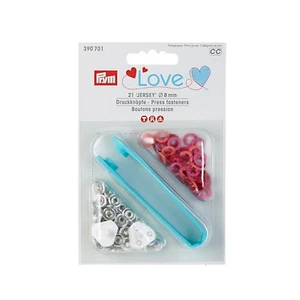 Jersey Druckknöpfe love 8 mm 21 Stück Metall rot pink lachs Prym 390701 - Bild 1 von 3
