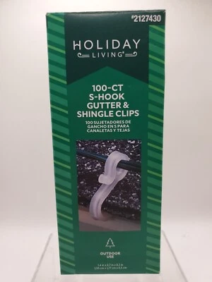 Holiday Living 100 Count S-Hook Gutter & Shingle Clips Roof Hangers 2127430 New! - Image 1 of 4