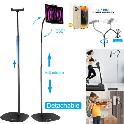 360° Adjustable Height Cell Phone Tablet iPad Gooseneck Holder Mount Floor Stand - Image 1 of 4