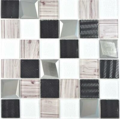 Mosaico Piastrella cristallo trasparente parete bagno argento 88-1717_f|10foglie - Immagine 1 di 4