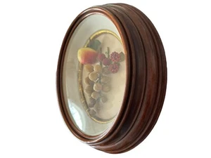 Antique Victorian Oval Mahogany Shadow Box Frame w/Faux Fruit Under Wavy Glass - Picture 1 of 12