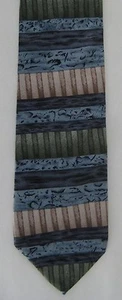 Cocktail Collection Vodka Mens Neck Tie Necktie Silk Stripe Blue Green Tan - Picture 1 of 1