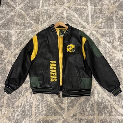 G-III & Jacket Mens Medium Leather Carl Banks Green Bay Packers Bomber Varsity - Image 1 of 4