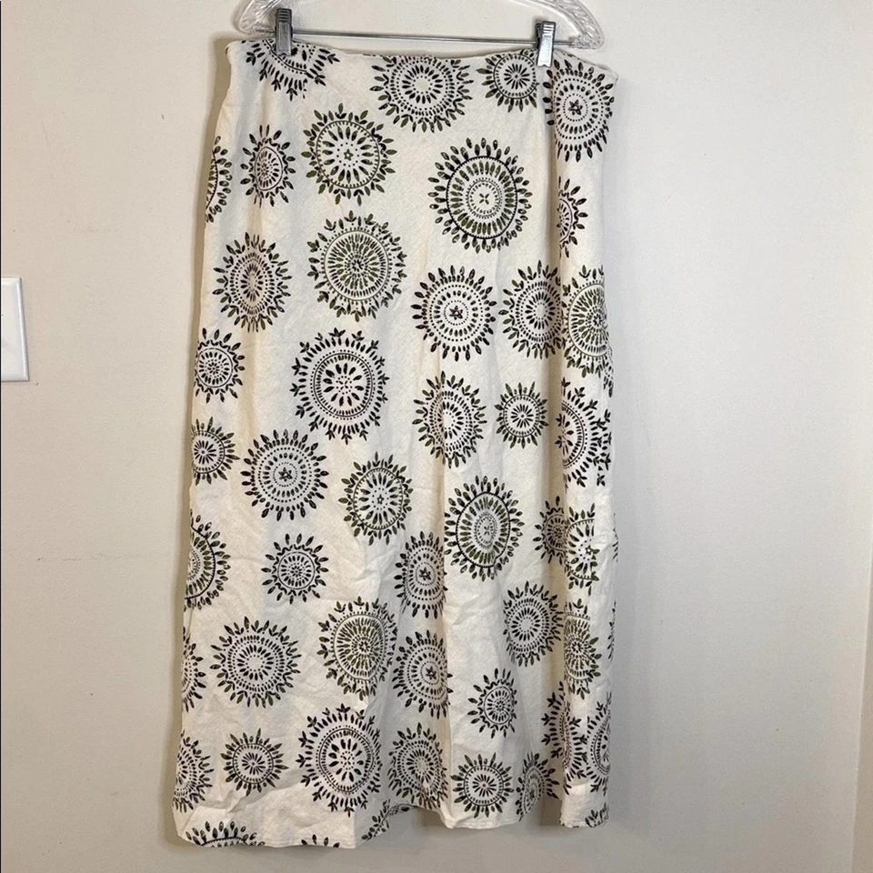 Falda floral Cato Mujer Mezcla Lino Neutro Crema y Marrón Cremalleras Forrada TALLA 18/20 Foto 1 de 4