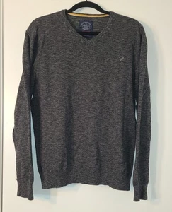 AMERICAN EAGLE OUTFITTERS Mens Sz XXL V-NECK Heather Knit Sweater Black Gray - Picture 1 of 9