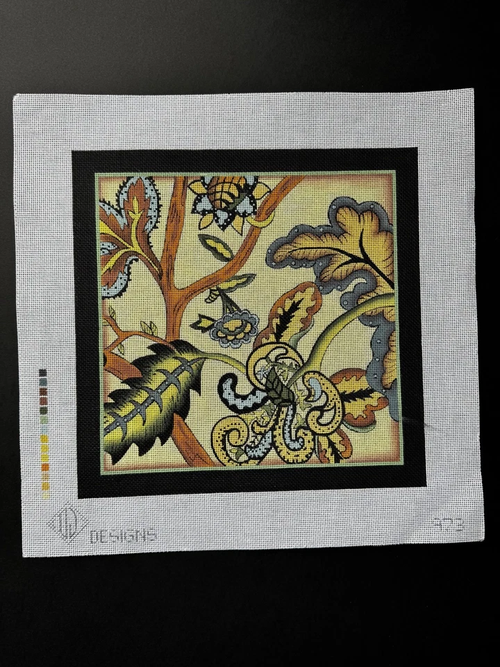 DJ Designs Baroque Floral Hand Painted hp Needlepoint Canvas - Image 1 of 1