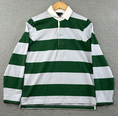 J. Crew Always Rugby Shirt Mens Small Green White Striped 1/2 Button Up - Image 1 of 4
