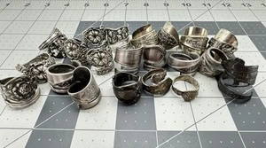 Lot Of 21 Vintage Handmade Sterling Silver Spoon Rings Floral State Disney 206g! - Picture 1 of 14