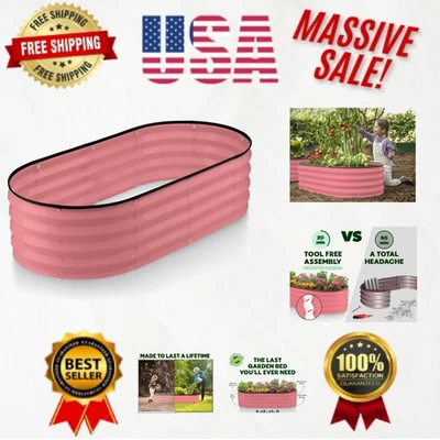 Weather-Resistant 4 ft x 2 ft Raised Pink Garden Bed for Effortless Gardening - Image 1 of 4