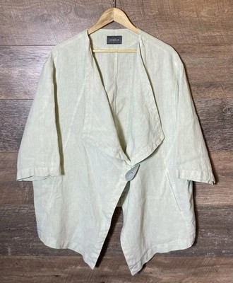 OSKA Jacket Blazer Women’s Pale Green Linen Button 3/4 Sleeve - Size 3 Regular - Image 1 of 4