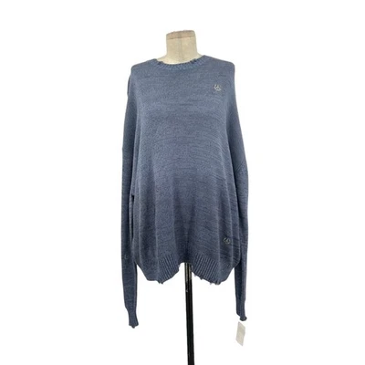 Acne Studios Sweater Peace Sign Embroidered Jumper Knit Blue Size Large *Damaged - Image 1 of 4