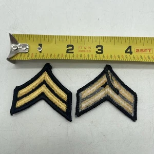 Vintage U.S. Military Corporal Chevron Stripes 2, Pair Of Patches 2” Merrowed - Picture 1 of 5
