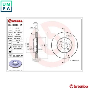 2x BRAKE DISC 09.D607.11 FOR KIA G3LD/G3LA/G3LE/G3LC 1.0L 3cyl PICANTO III 1.2L - Picture 1 of 9